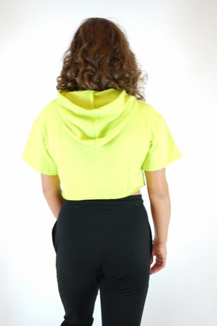 Sweater short with hood green | BeautyLine Fashion BV