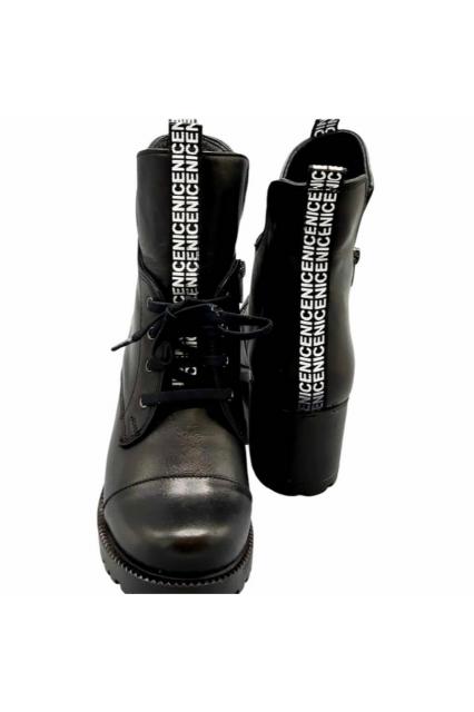 Leather Lace Ankle Boots Cassido black | BeautyLine Fashion BV