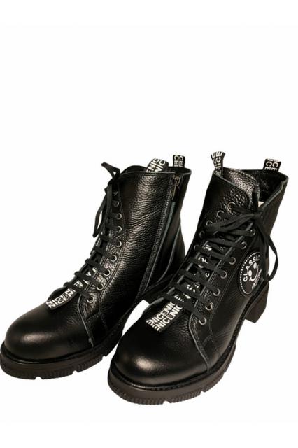 Leather Lace Boots Cassido black | BeautyLine Fashion BV