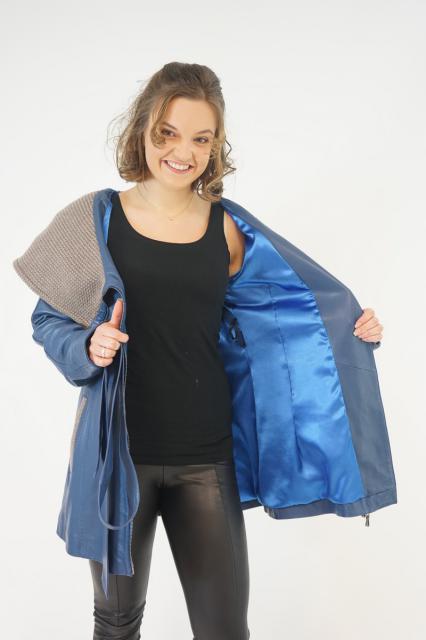 Lamb Leather Jacket Blue | BeautyLine Fashion BV
