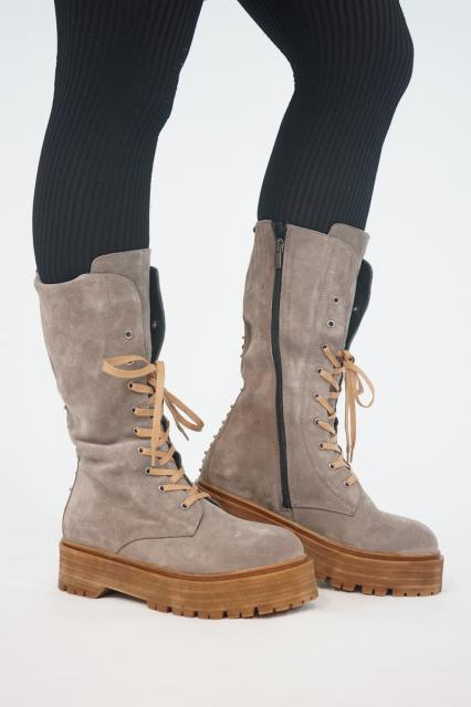 Suede Lace Boots Cassido grey | BeautyLine Fashion BV