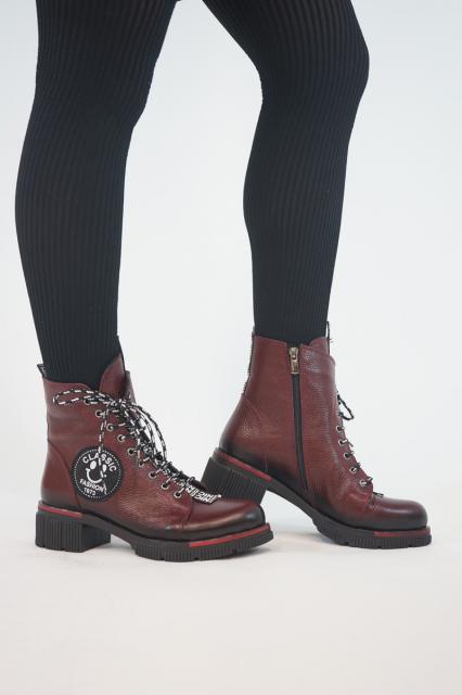Leather Lace Boots Cassido bordeaux redline | BeautyLine Fashion BV