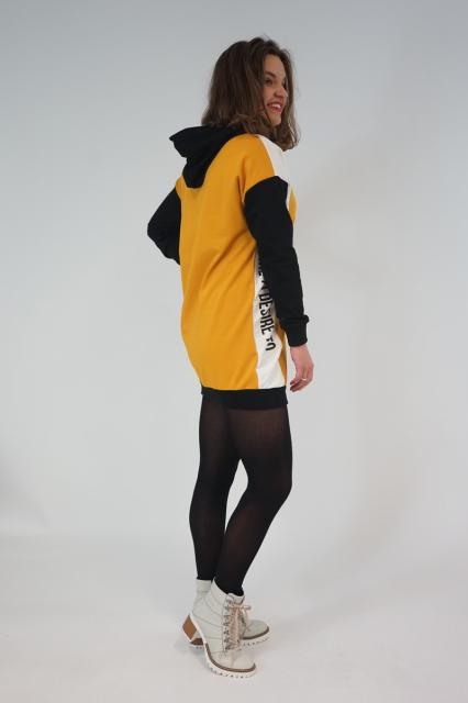Sweat dress Desire ocher yellow | BeautyLine Fashion BV