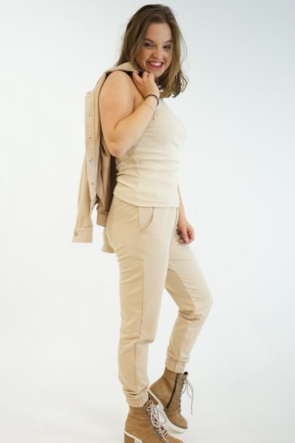 3 Delige Set  broek jasje shirt beige | BeautyLine Fashion BV