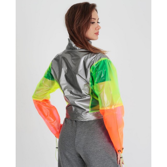 Modern transparent raincoat with green / orange | BeautyLine Fashion BV