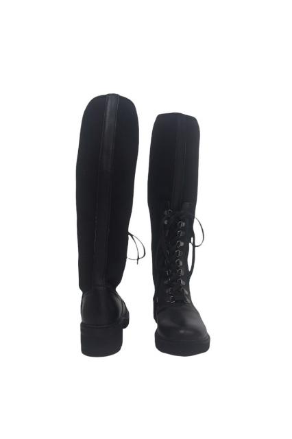 Matt Leather Lace Boots Cassido black | BeautyLine Fashion BV