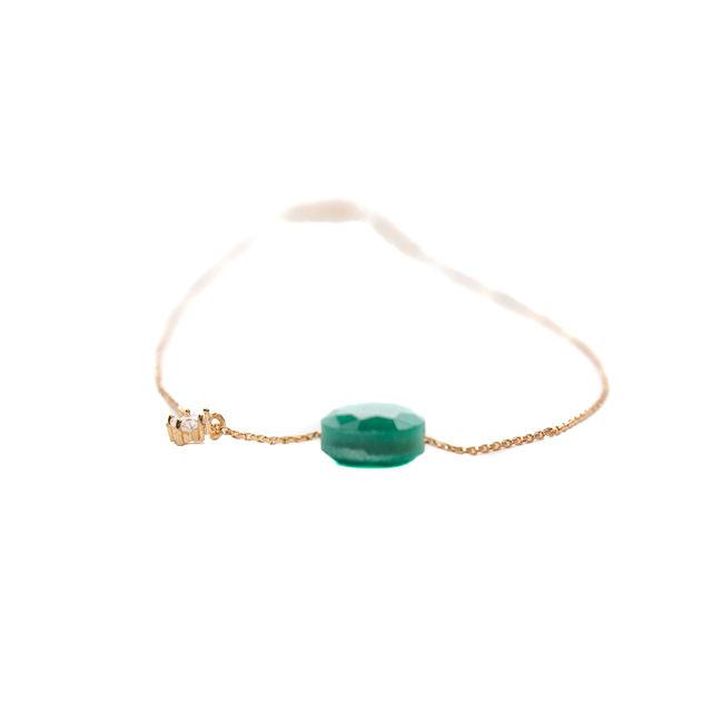 Gold colored necklace with green stone | BeautyLine Fashion BV