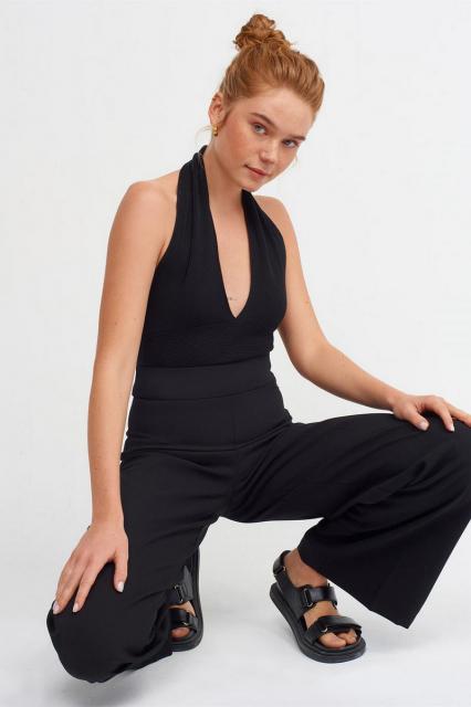 High-waist wijde broek zwart | BeautyLine Fashion BV