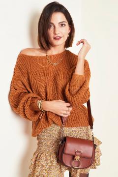Trui cable rusty brown | sweaters