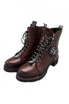 Leather Lace Boots Cassido bordeaux redline | laarzen