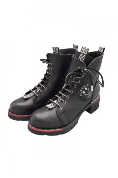 Leather Lace Boots Cassido black redline | laarzen