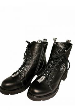 Leather Lace Boots Cassido black | laarzen