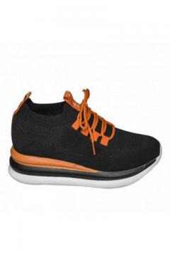Sneaker zwart oranje veter | lage sneakers