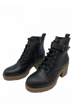 Leather Lace Ankle Boots with heel Cassido black | enkellaarsjes