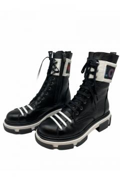 Leather Lace Boots Cassido black love | laarzen