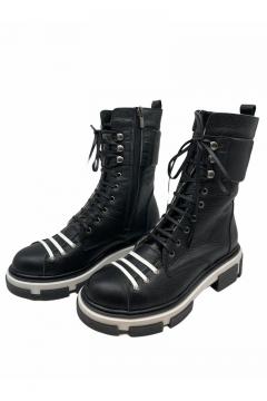 Leather Lace Boots Cassido black | laarzen