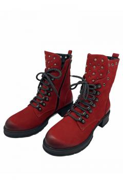 Leather Lace Boot  Cassido Red