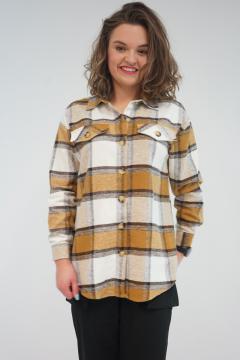 Checkered Shirt Blouse La Pèra ecru - brown | blouse long sleeves