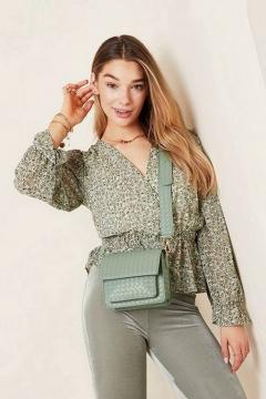 Blouse Flower green | blouse long sleeves