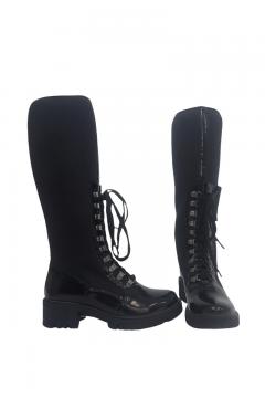 Gloss Leather Lace Boots Cassido black