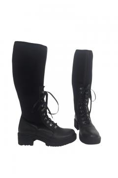 Matt Leather Lace Boots Cassido black