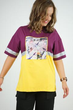 T-shirt animatie purple - yellow