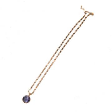 Gold colored necklace with purple stone | neckless