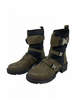 Leren Boots met kliksluiting Cassido groen/zwart