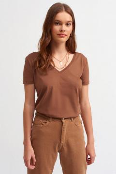 Brown shirt with v-neck | t-shirts