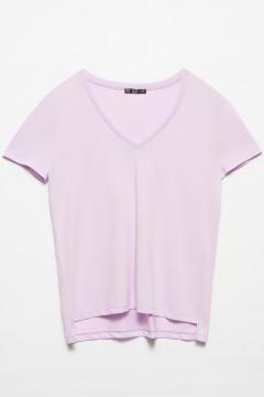 Lilac shirt with v-neck | t-shirts