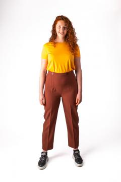 High Waist pantalon bruin | lange broeken