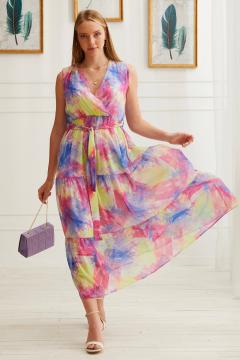 Summer dress La Pèra blue-yellow-pink colour