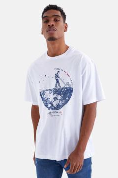  T-shirts T-shirt La Pèra Men's T-shirt - White with Blue print