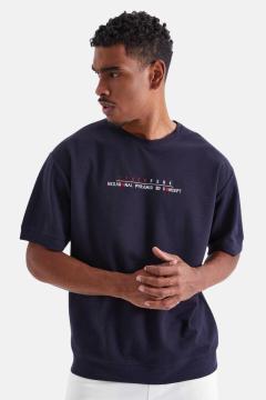  T-shirts T-shirt La Pèra Oversized Men's T-shirt - Blue with red and white text