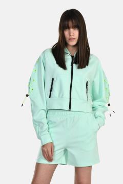 Two Piece Set - Shorts & Hooded Jacket - Mint | two-piece set