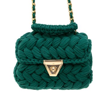 Knitted green rectangular shoulder bag | shoulderbags