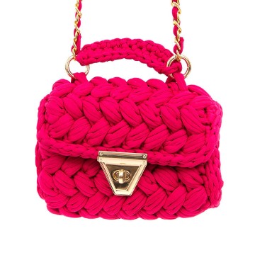 Knitted pink rectangular shoulder bag | shoulderbags