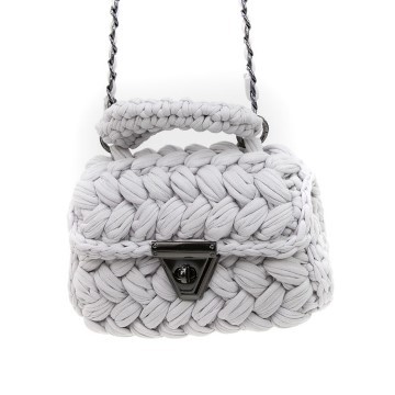 Knitted white rectangular shoulder bag | shoulderbags